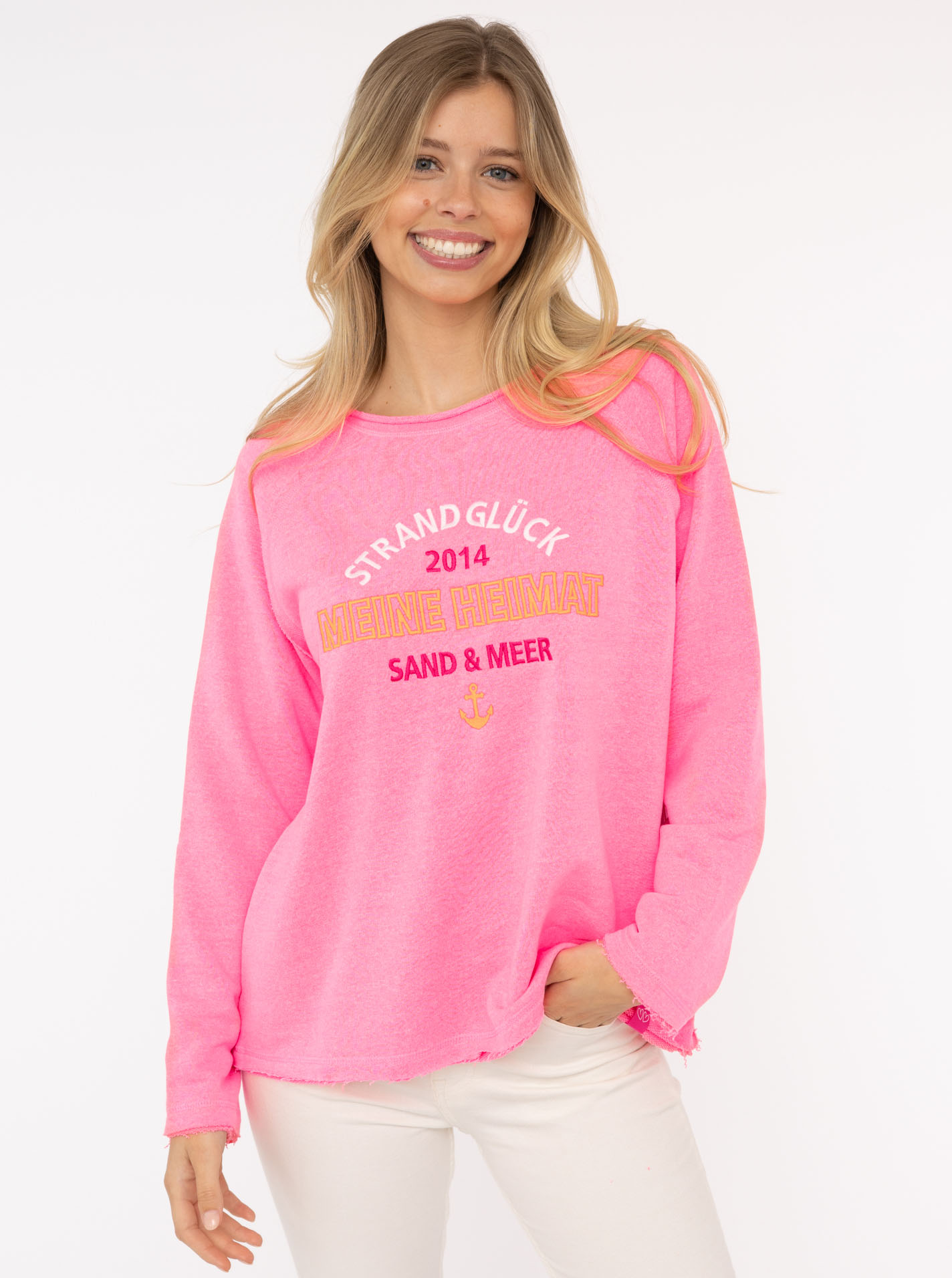 Zwillingsherz Sweater »"Strandglück 2014"«, mit Used-Look Kanten und Stickerei Zwillingsherz Sweater »"Strandglück 2014"«, mit Used-Look Kanten und Stickerei von Zwillingsherz