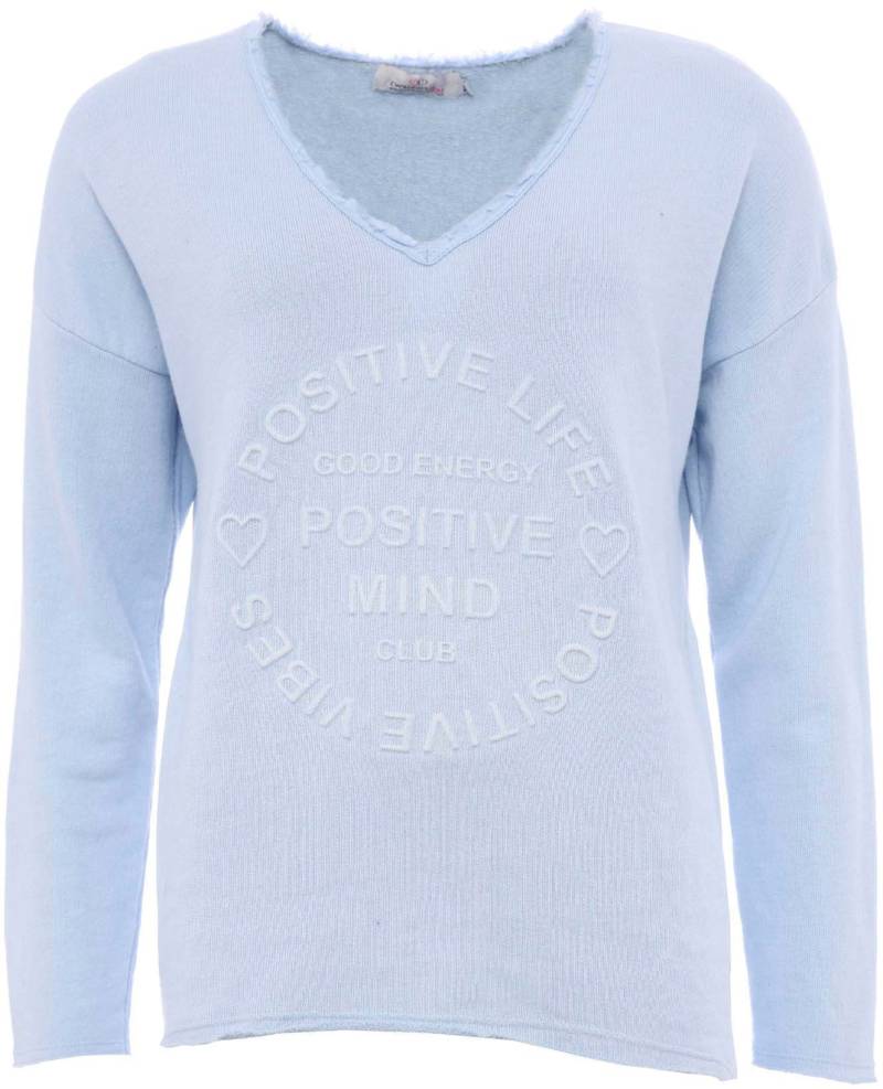 Zwillingsherz Sweatshirt, V-Ausschnitt im Used-Look leicht ausgefranst von Zwillingsherz