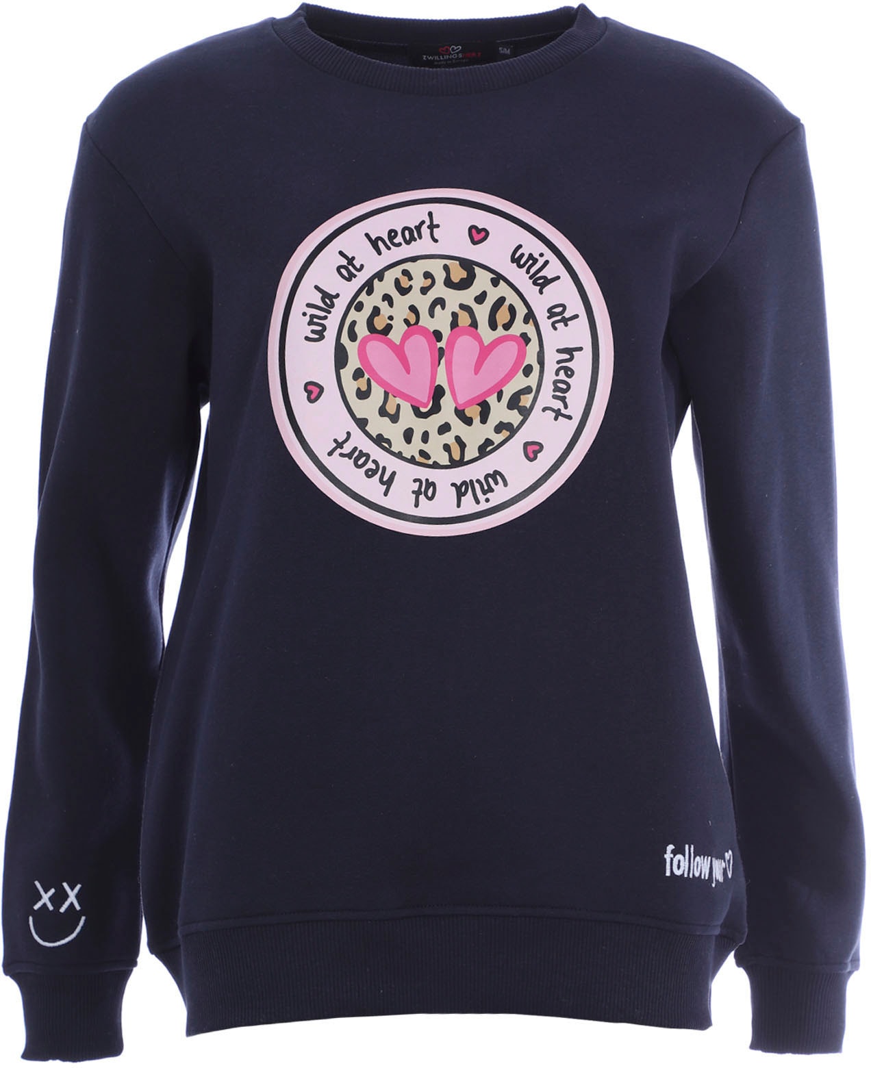Zwillingsherz Sweatshirt, mit "Wild at Heart"- Druck und gestickten Details Zwillingsherz Sweatshirt, mit "Wild at Heart"- Druck und gestickten Details von Zwillingsherz