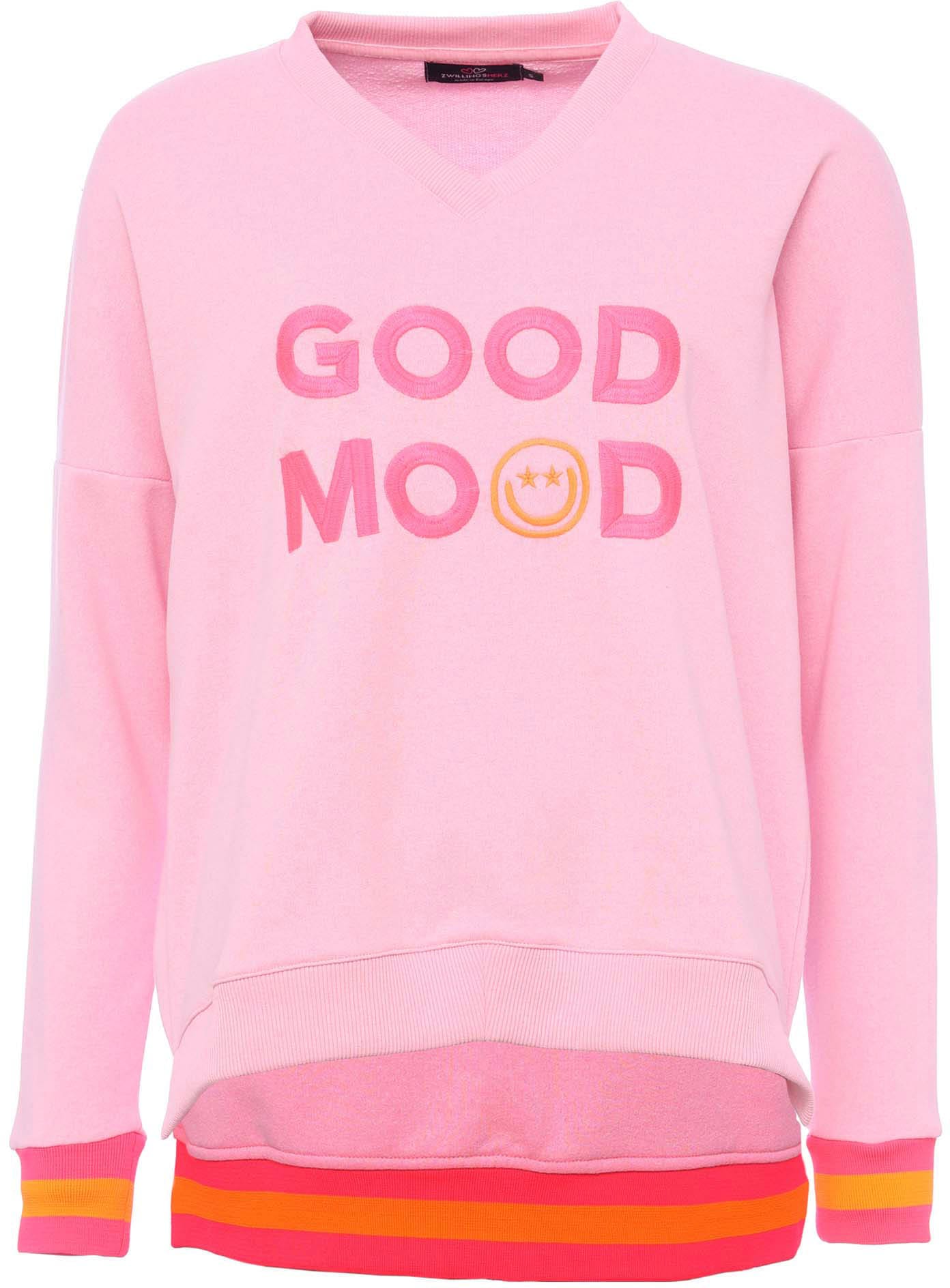 Zwillingsherz Sweatshirt »Dana«, mit "Good Mood"-Schriftzug und neonfarbenen Bündchen von Zwillingsherz