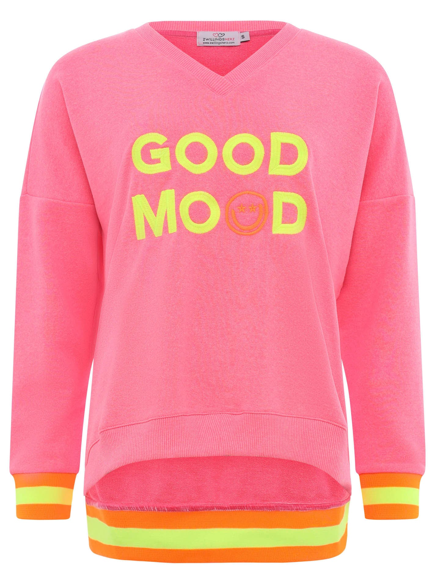 Zwillingsherz Sweatshirt »Dana«, mit "Good Mood"-Schriftzug und neonfarbenen Bündchen von Zwillingsherz