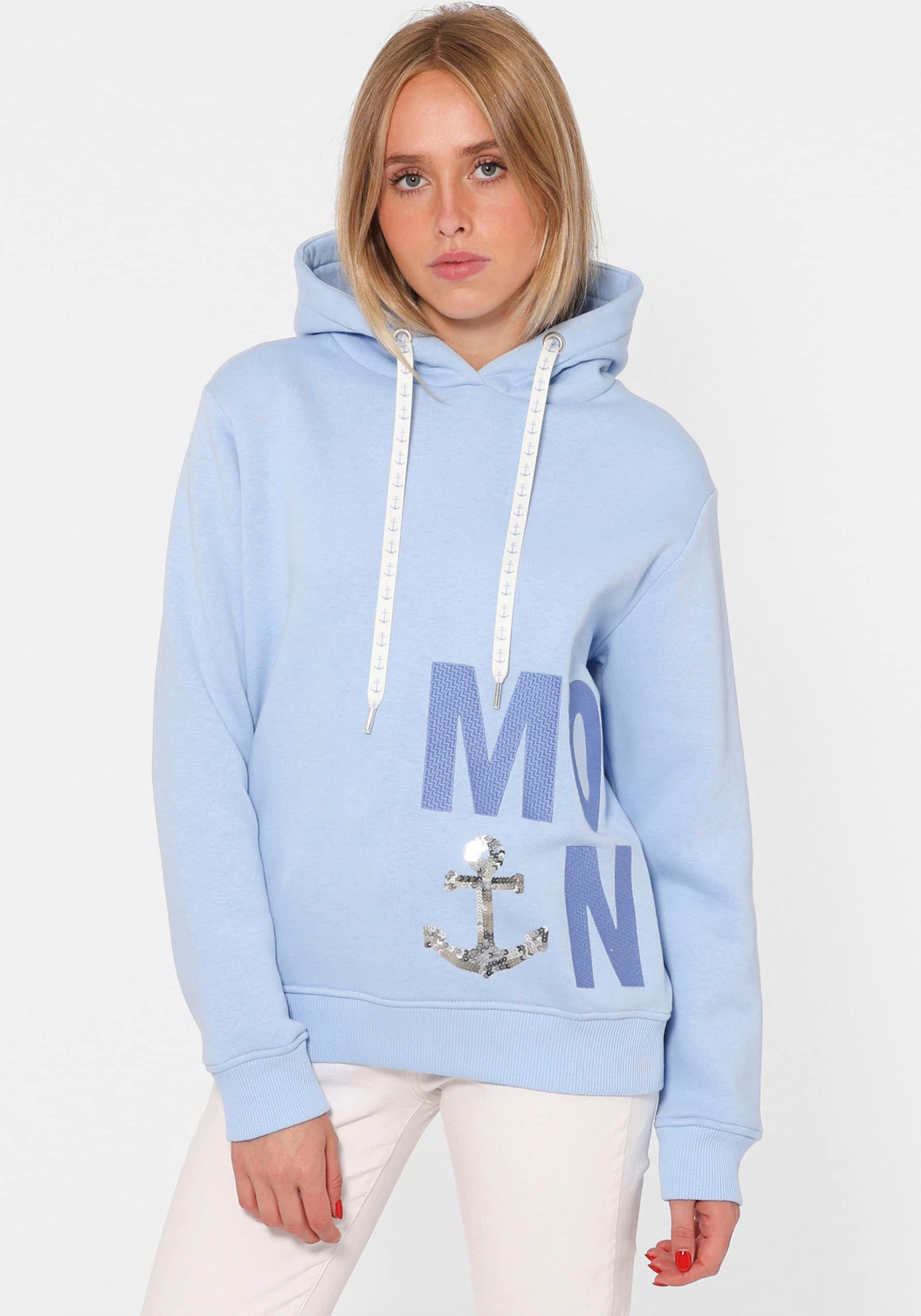 Zwillingsherz Sweatshirt »"Moin"«, "Moin" mit Pailletten Anker, Kapuze von Zwillingsherz