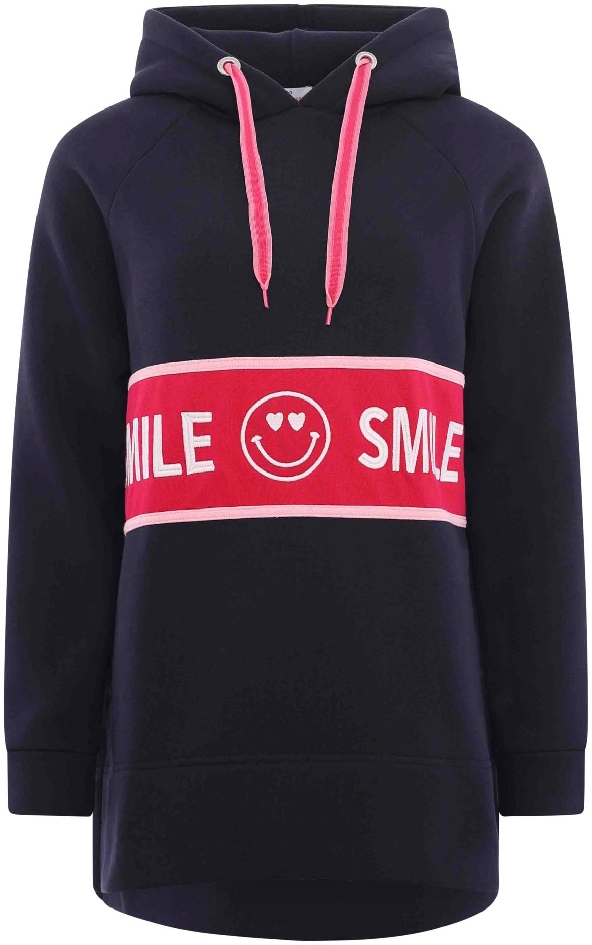 Zwillingsherz Sweatshirt, mit Kapuze, "Smile"-Print und Neonbändern von Zwillingsherz