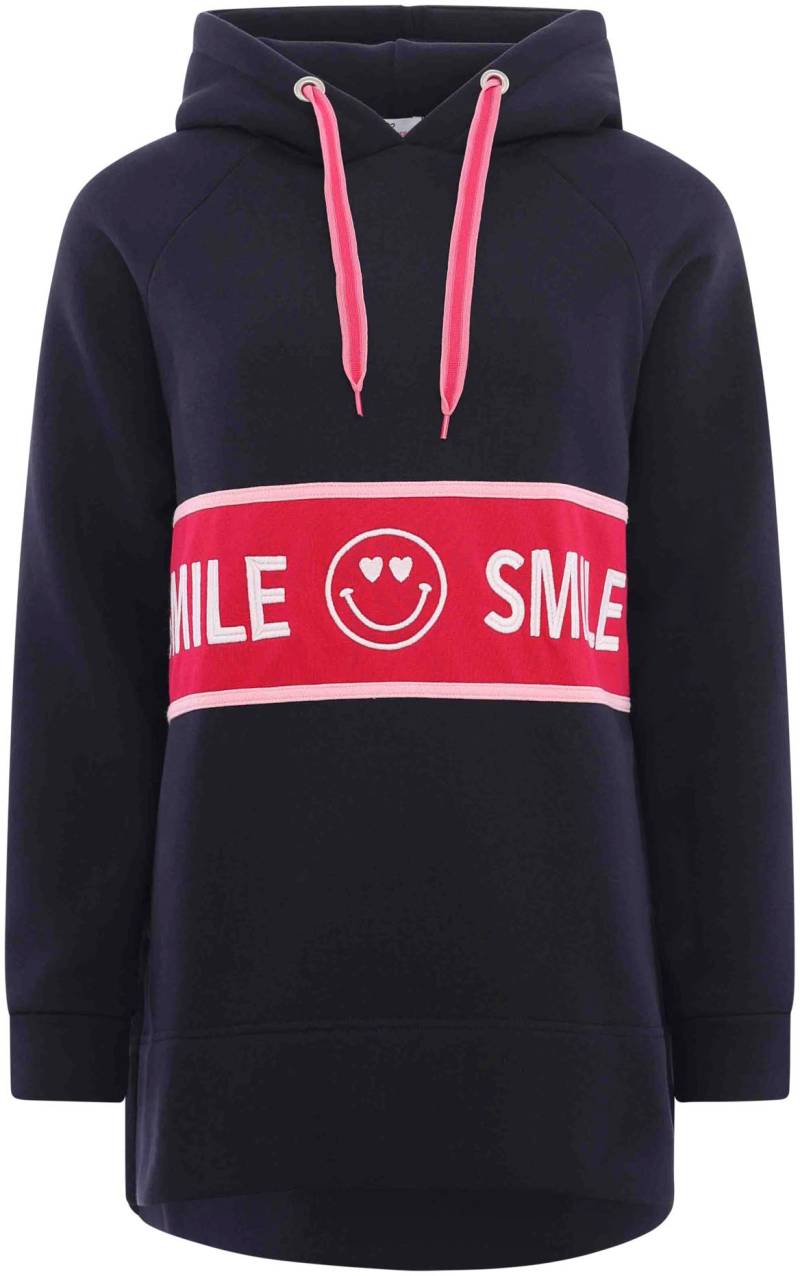 Zwillingsherz Sweatshirt, mit Kapuze, "Smile"-Print und Neonbändern von Zwillingsherz