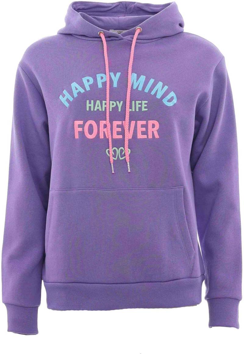 Zwillingsherz Sweatshirt, mit "Happy"-Aufstick in neonfarben auf Vorder- und Rückseite von Zwillingsherz