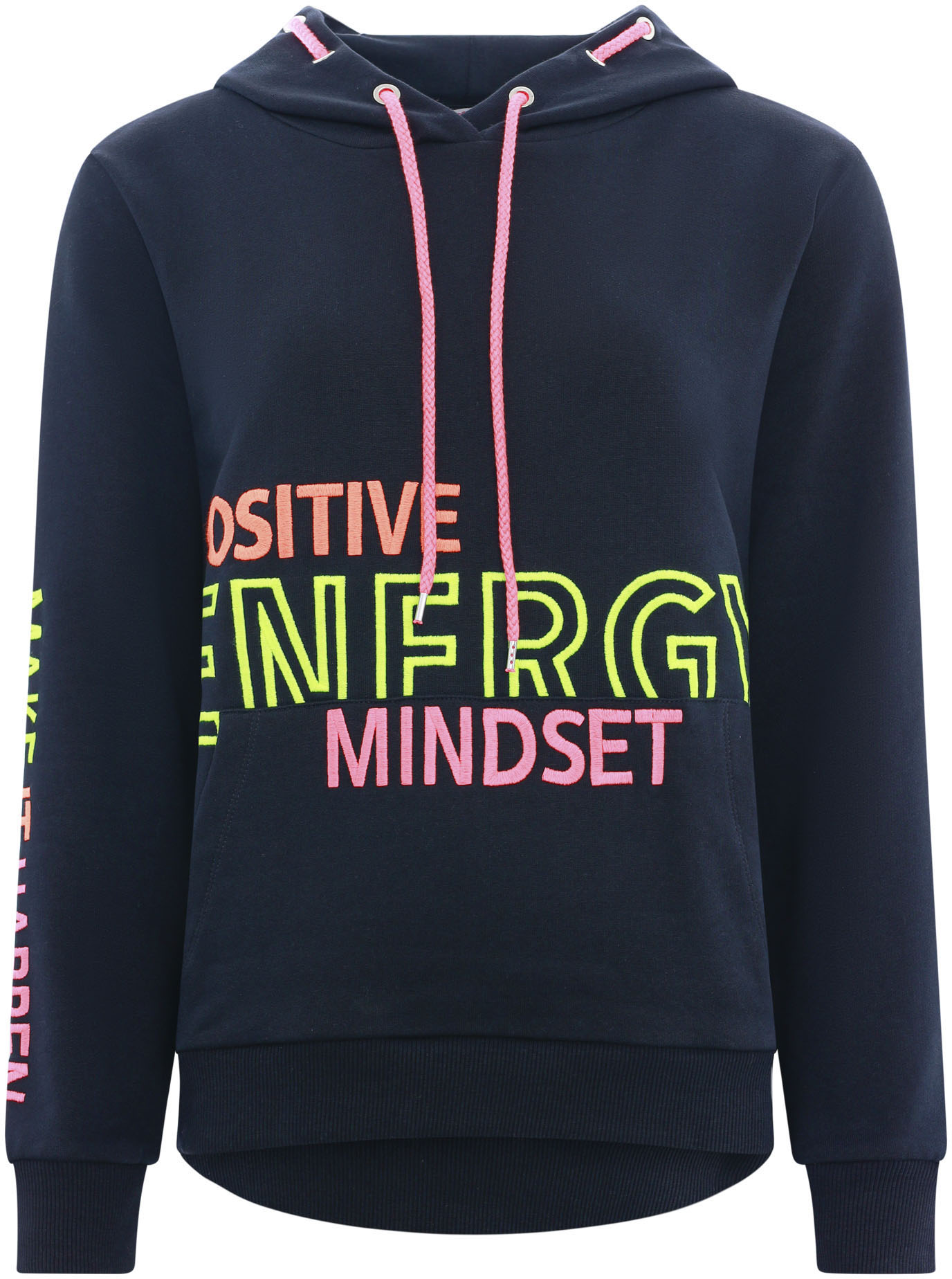 Zwillingsherz Sweatshirt, mit "Positive Energy Mindset"-Aufstick in Neonfarben von Zwillingsherz