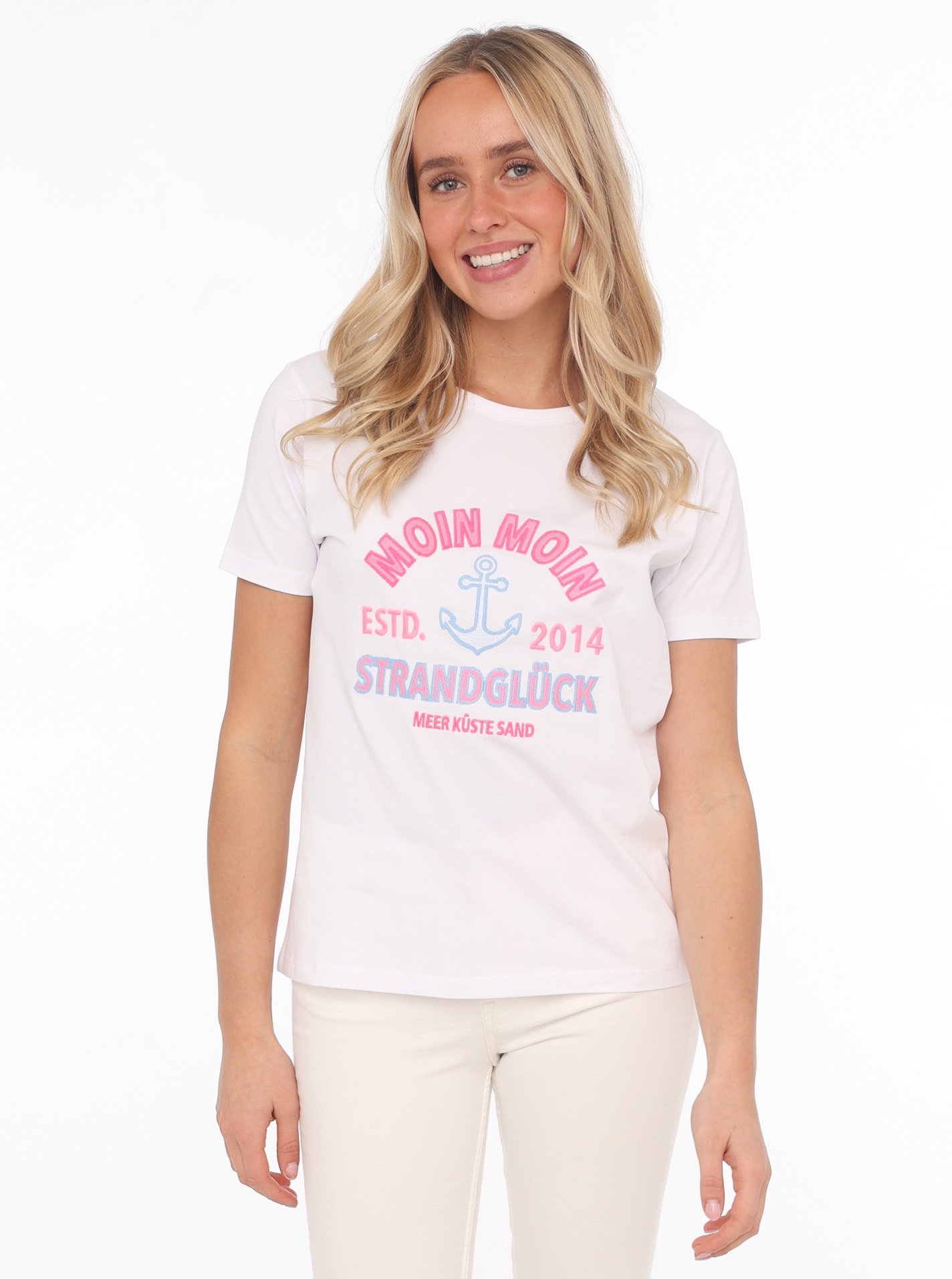 Zwillingsherz T-Shirt »"Moin Moin"«, mit maritimer Stickerei von Zwillingsherz