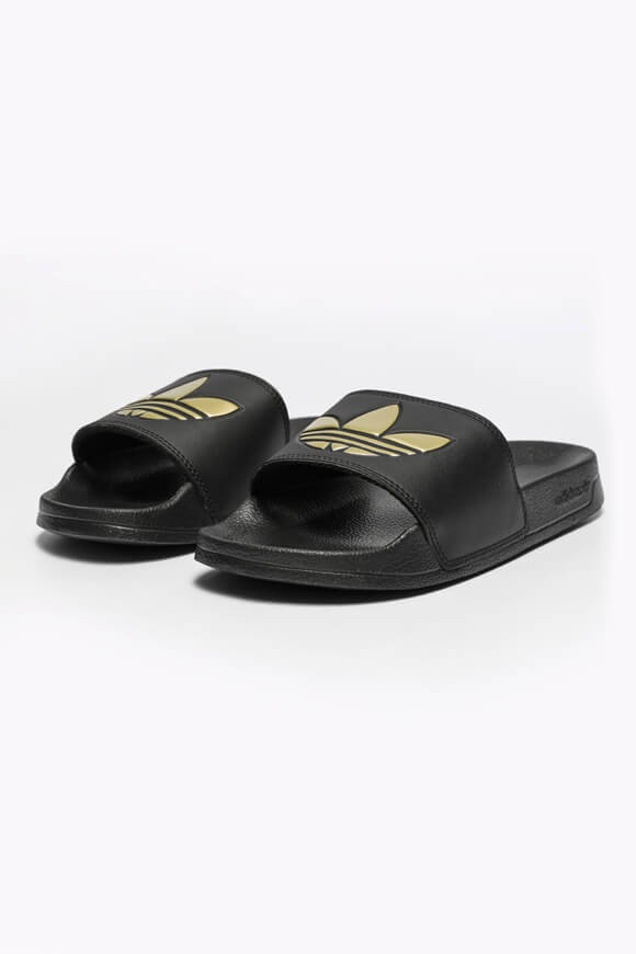 Adidas Originals Adilette Pantoletten | Black + Gold Metallic | Damen  | EU37 von Adidas Originals