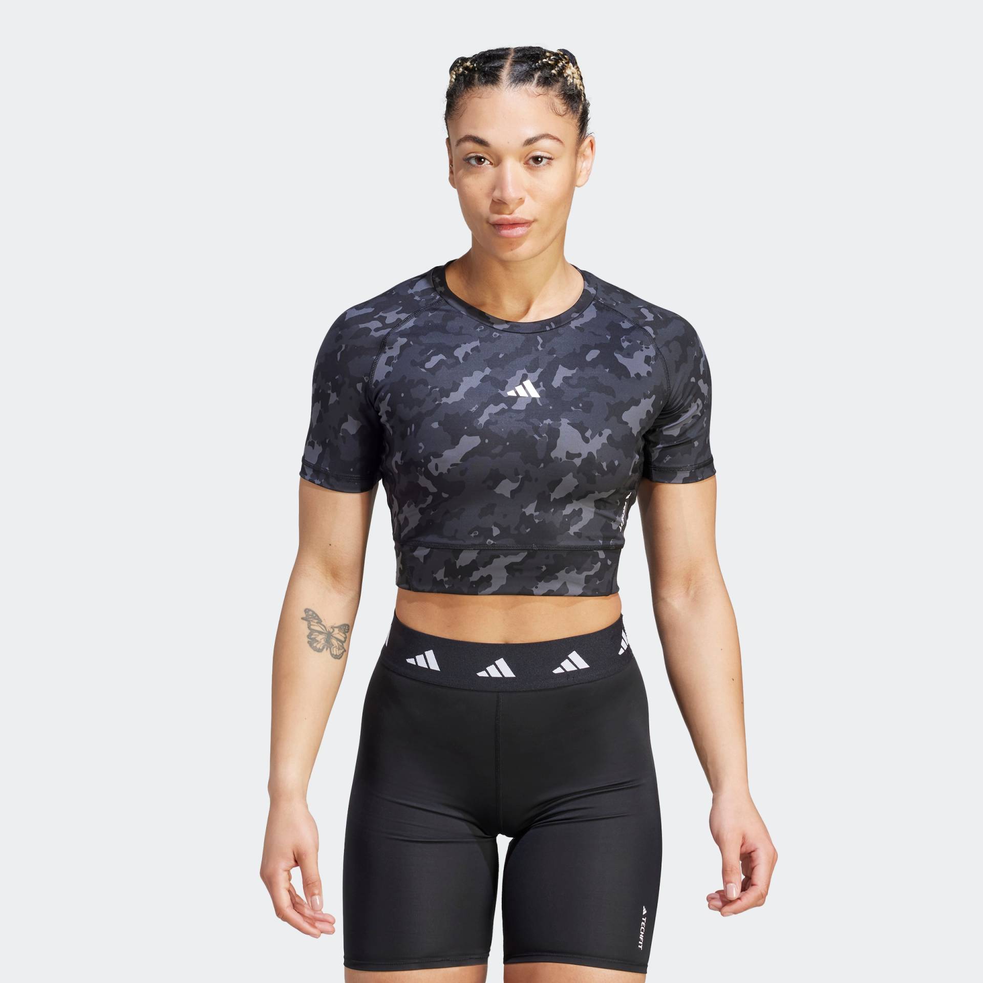 adidas Performance T-Shirt »TECHFIT CAMO PRINT CROP TRAINING« von adidas Performance