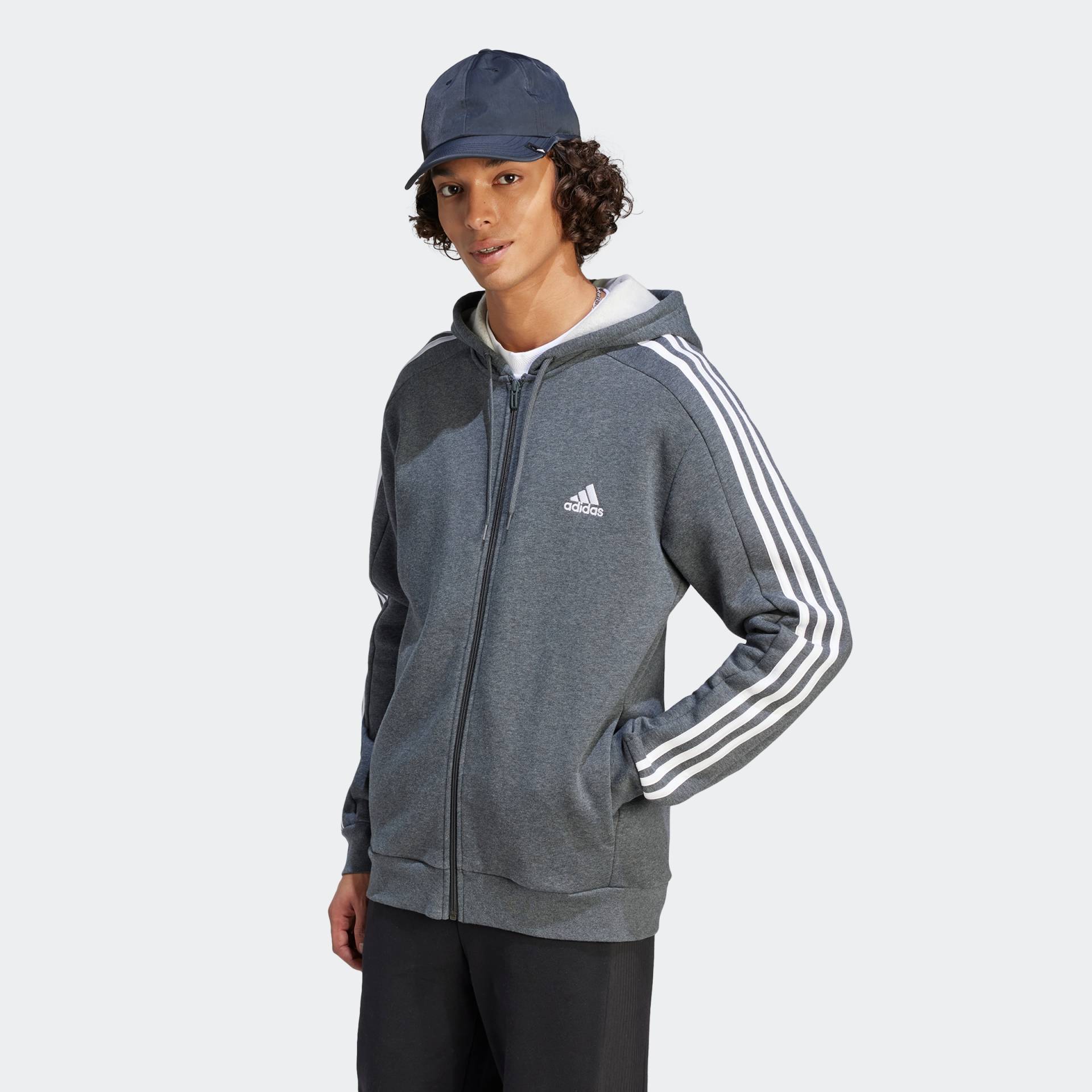 adidas Sportswear Kapuzensweatjacke »ESSENTIALS 3STREIFEN KAPUZENJACKE«, angenehmes Material aus Baumwollmix von adidas Sportswear