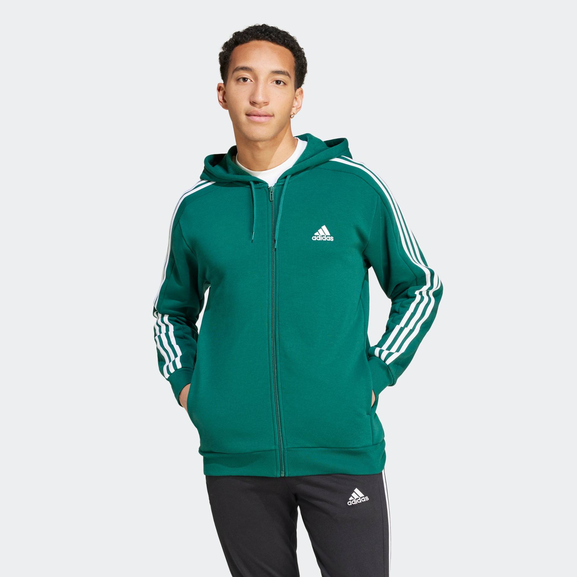 adidas Sportswear Kapuzensweatjacke »ESSENTIALS 3STREIFEN KAPUZENJACKE«, angenehmes Material aus Baumwollmix von adidas Sportswear