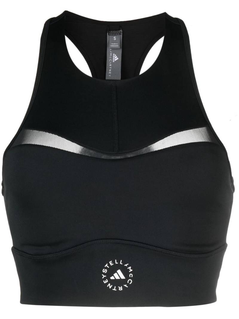 adidas by Stella McCartney Training logo-print cropped top - Black von adidas by Stella McCartney