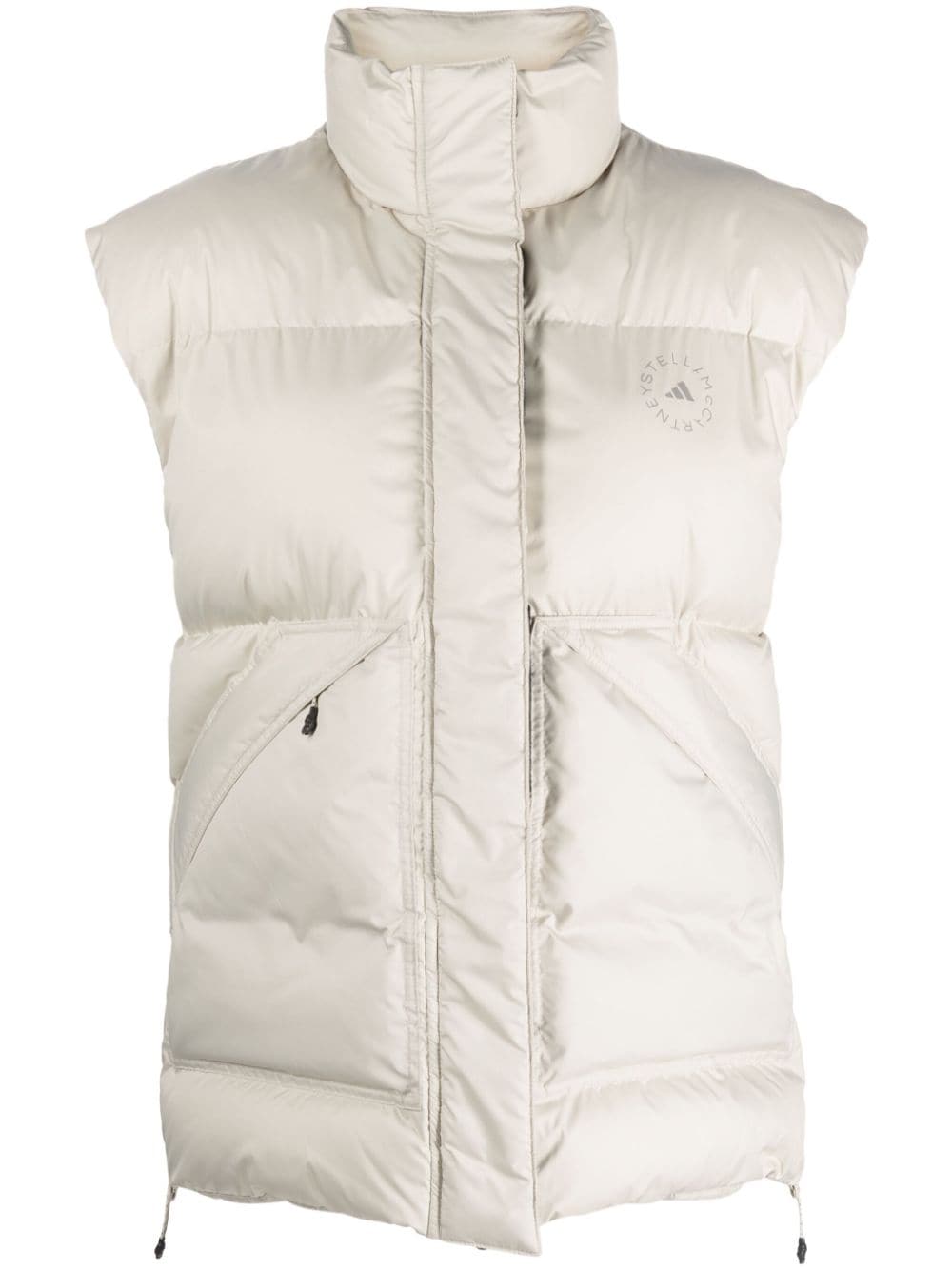 adidas by Stella McCartney logo-patch padded gilet - Neutrals von adidas by Stella McCartney