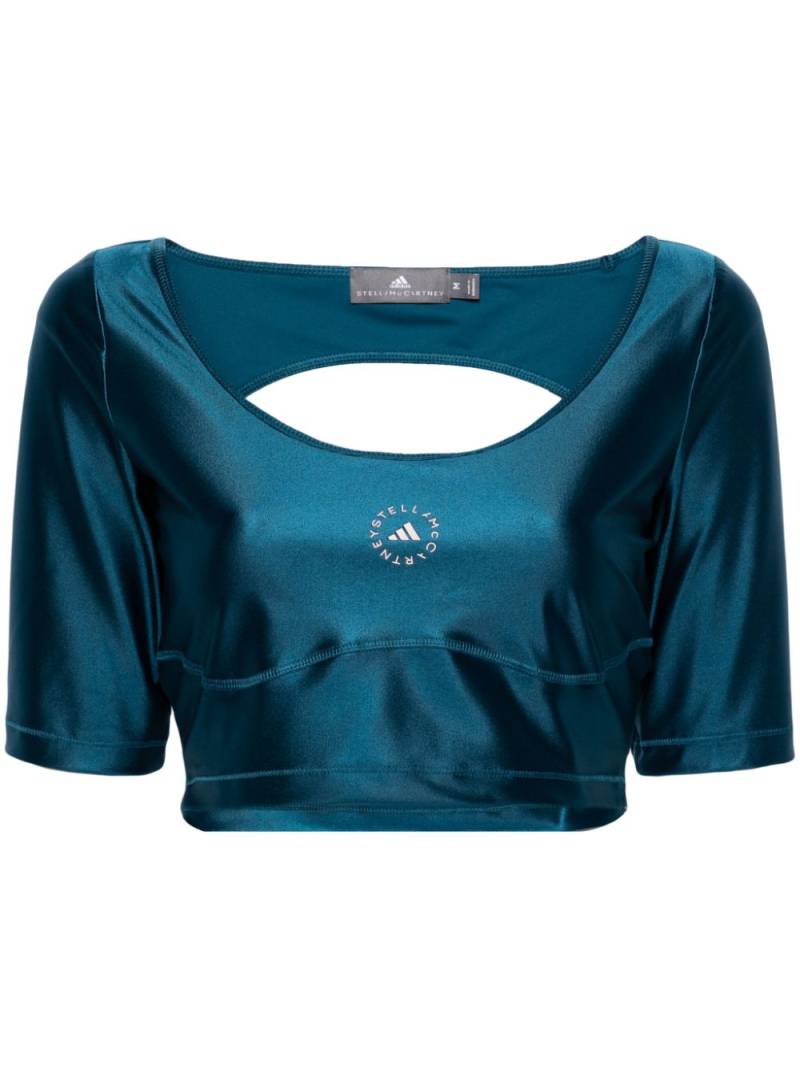 adidas by Stella McCartney open-back cropped compression top - Blue von adidas by Stella McCartney