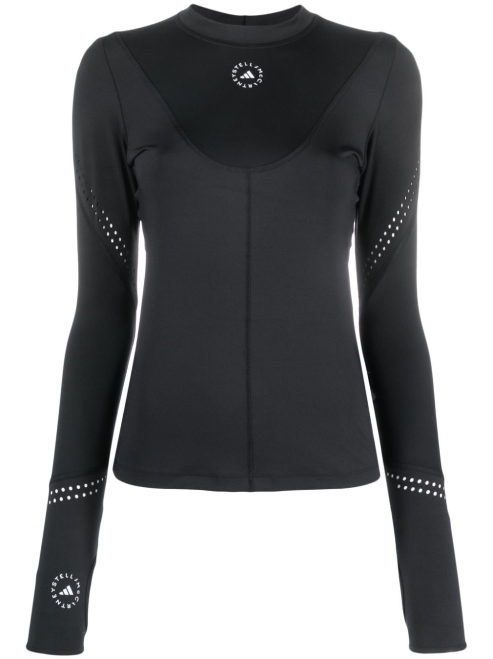 adidas by Stella McCartney perforated-detailing long-sleeve T-shirt - Black von adidas by Stella McCartney