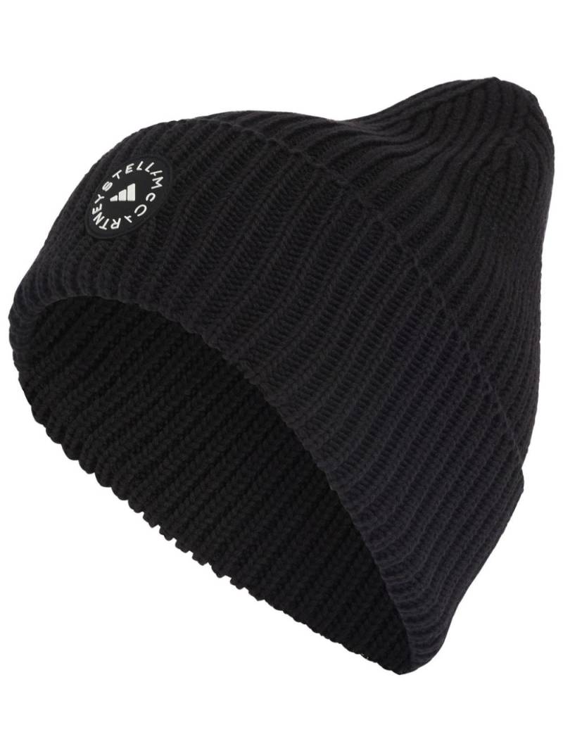 adidas by Stella McCartney ribbed-knit cotton beanie - Black von adidas by Stella McCartney