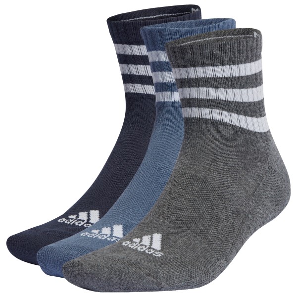 adidas - 3S Cushioned Sportswear Mid 3-Pack - Multifunktionssocken Gr XL - EU: 46-48 grau/blau von adidas