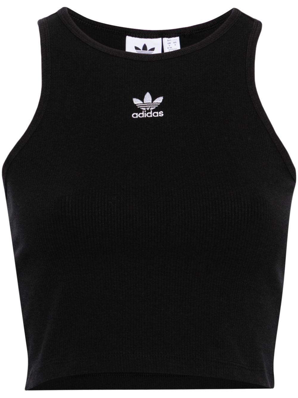 adidas logo-embroidered fine-ribbed tank top - Black von adidas