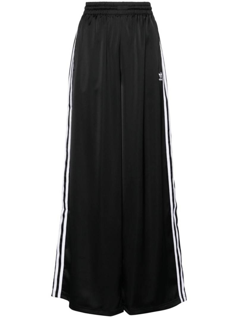 adidas wide-leg satin track trousers - Black von adidas