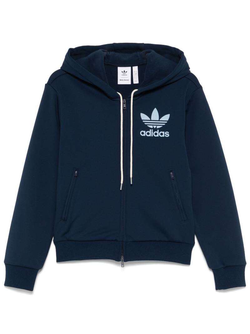 adidas x Wales Bonner logo-flocked hoodie - Blue von adidas