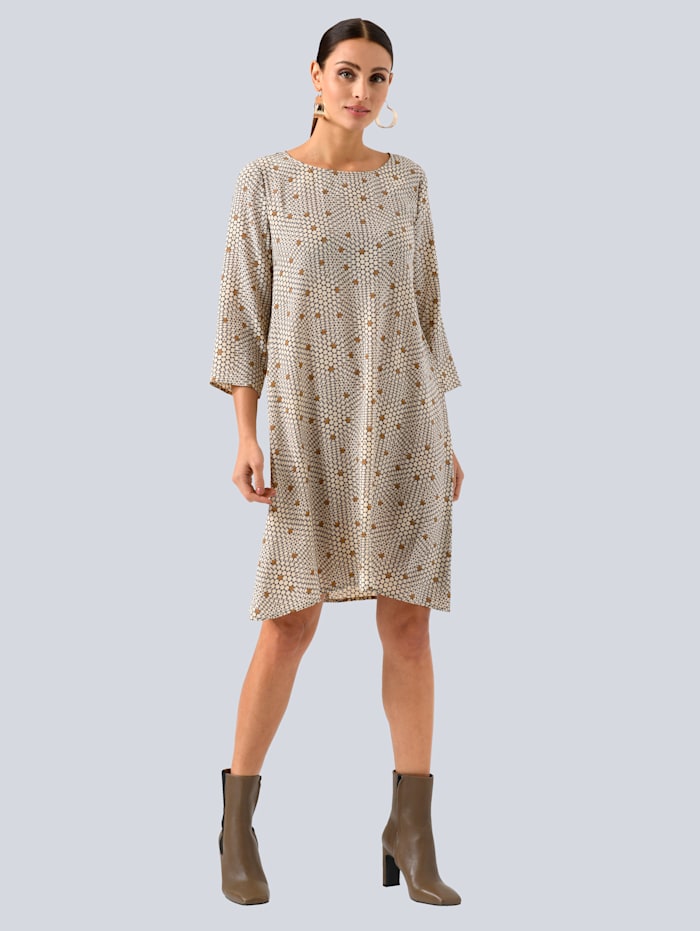 Kleid mit grafischem Druck Alba Moda Beige/Braun von alba moda