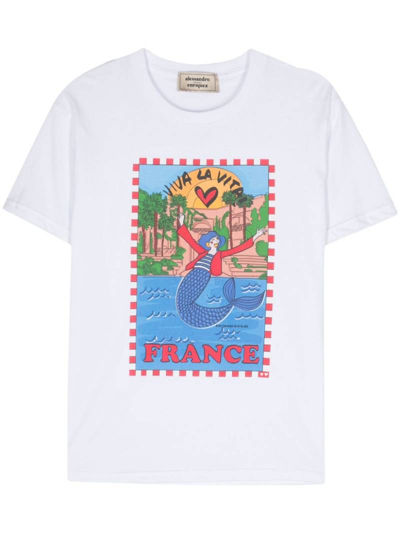 alessandro enriquez Viva La Vita cotton T-shirt - White von alessandro enriquez