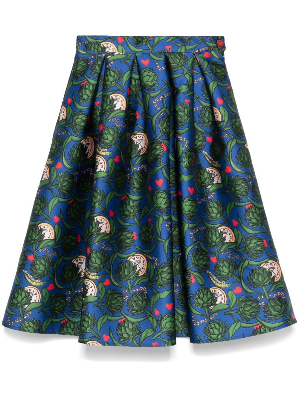 alessandro enriquez artichokes-print midi skirt - Blue von alessandro enriquez