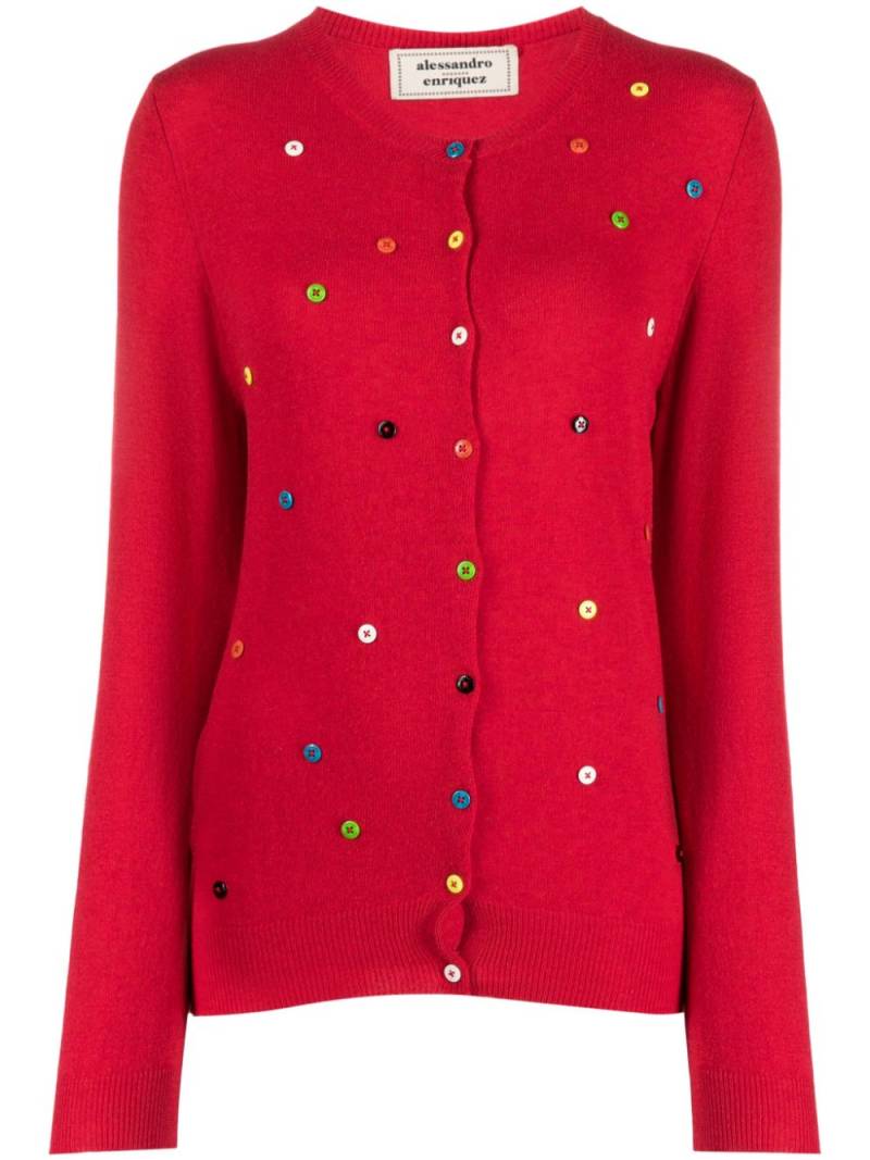 alessandro enriquez button-embellished wool-blend cardigan - Red von alessandro enriquez