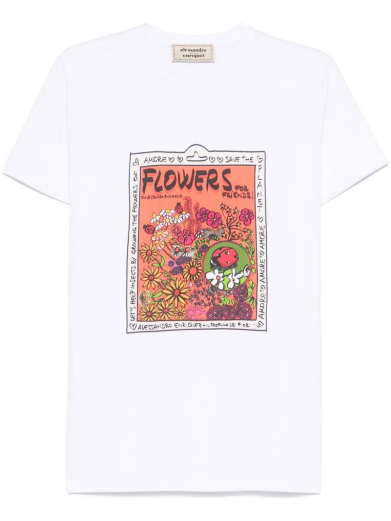 alessandro enriquez floral-print T-shirt - White von alessandro enriquez