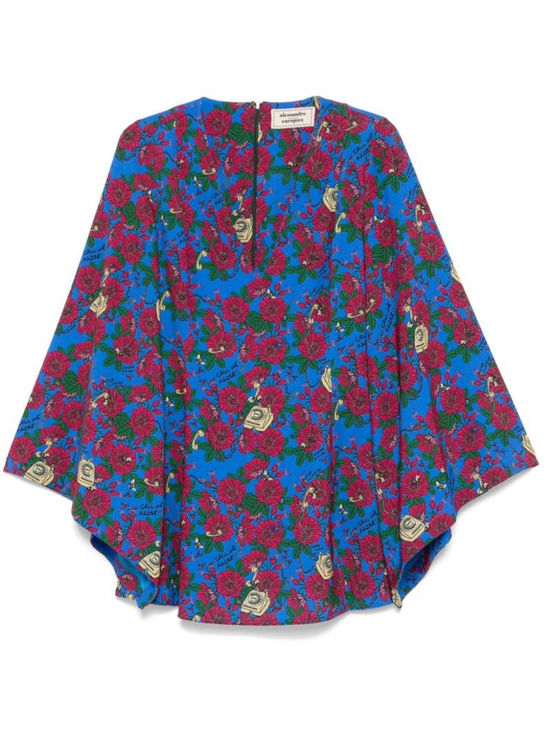 alessandro enriquez floral-print mini dress - Blue von alessandro enriquez