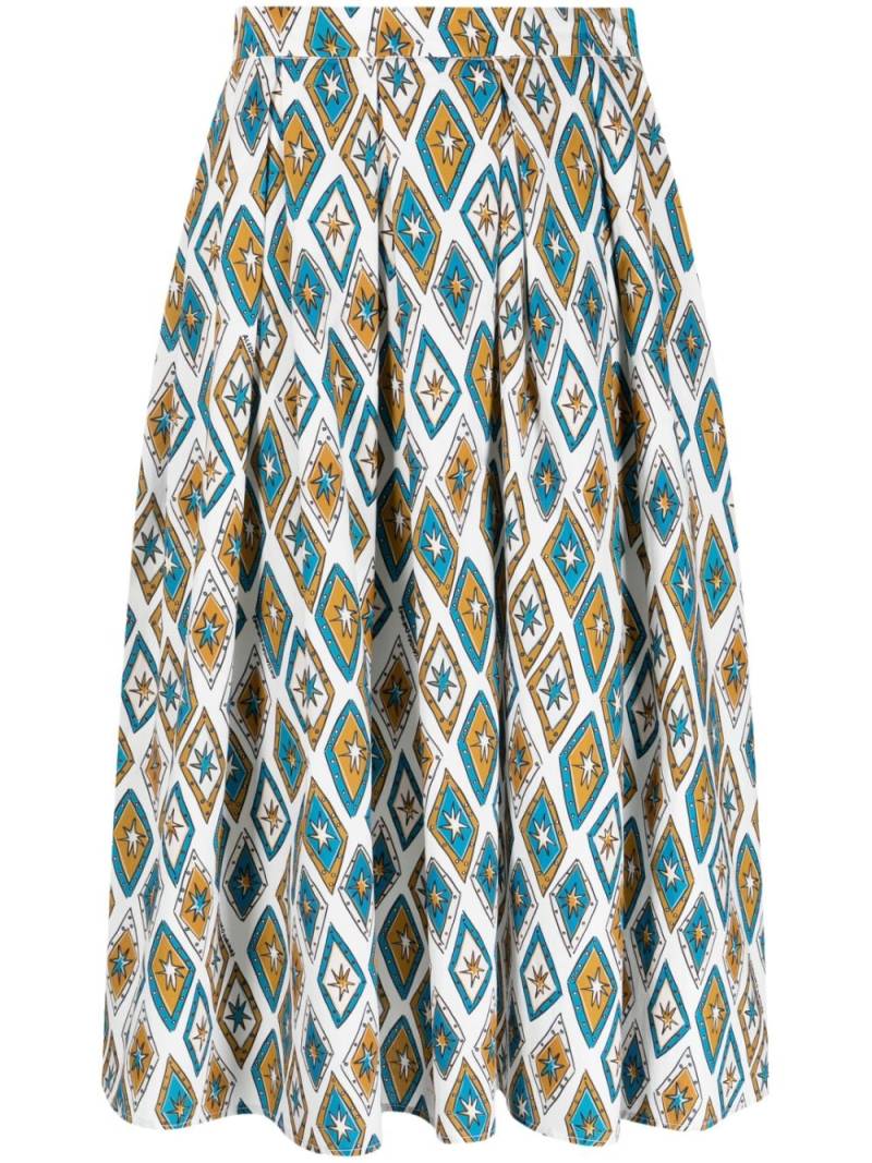 alessandro enriquez graphic-print cotton midi skirt - Brown von alessandro enriquez