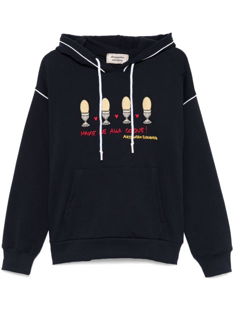 alessandro enriquez logo-embroidered hoodie - Blue von alessandro enriquez