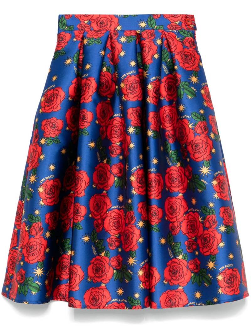 alessandro enriquez mix-print midi skirt - Blue von alessandro enriquez