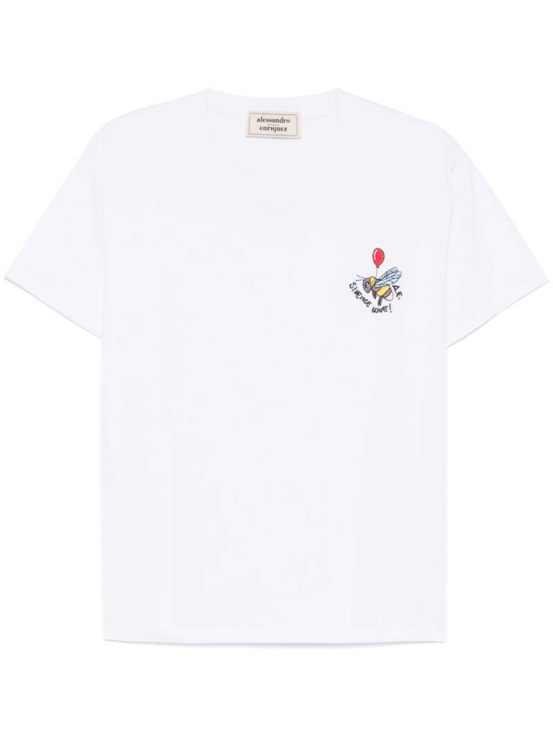 alessandro enriquez slogan-embroidered T-shirt - White von alessandro enriquez