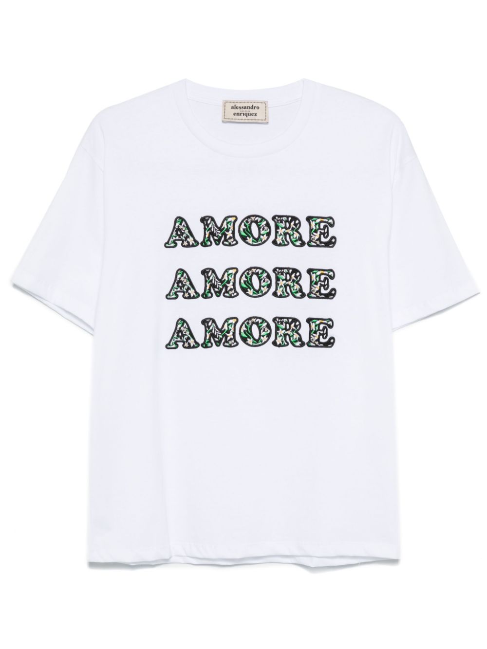 alessandro enriquez text-embroidered T-shirt - White von alessandro enriquez