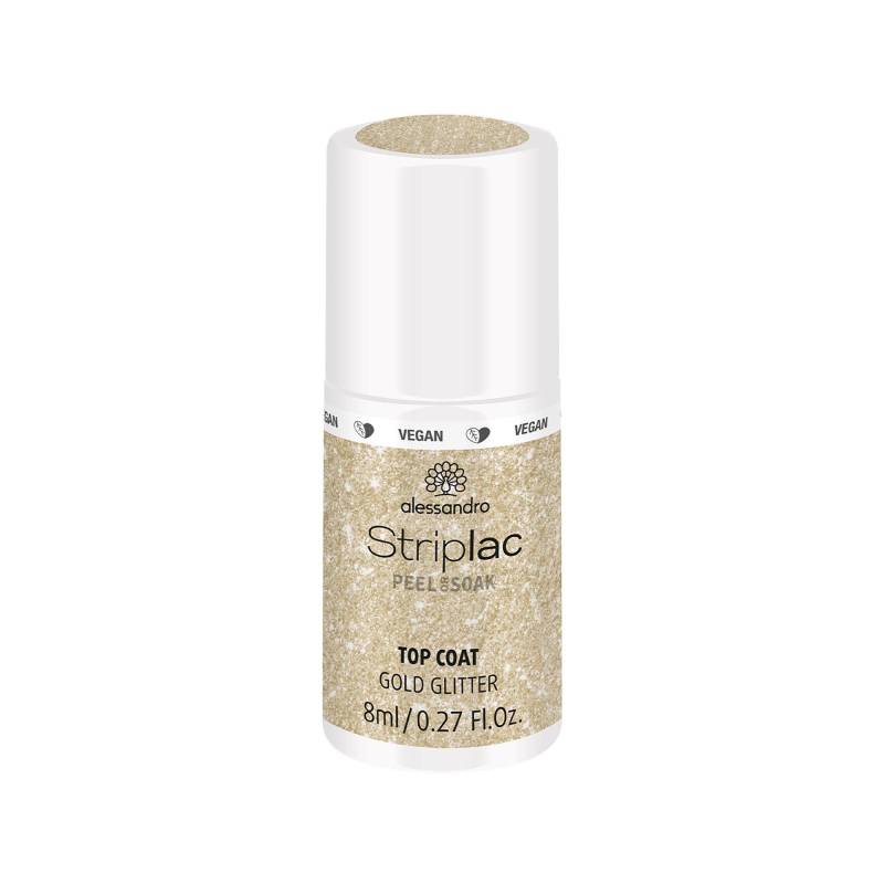 Striplac Top Coat Gold Glitter Damen  8ml von alessandro