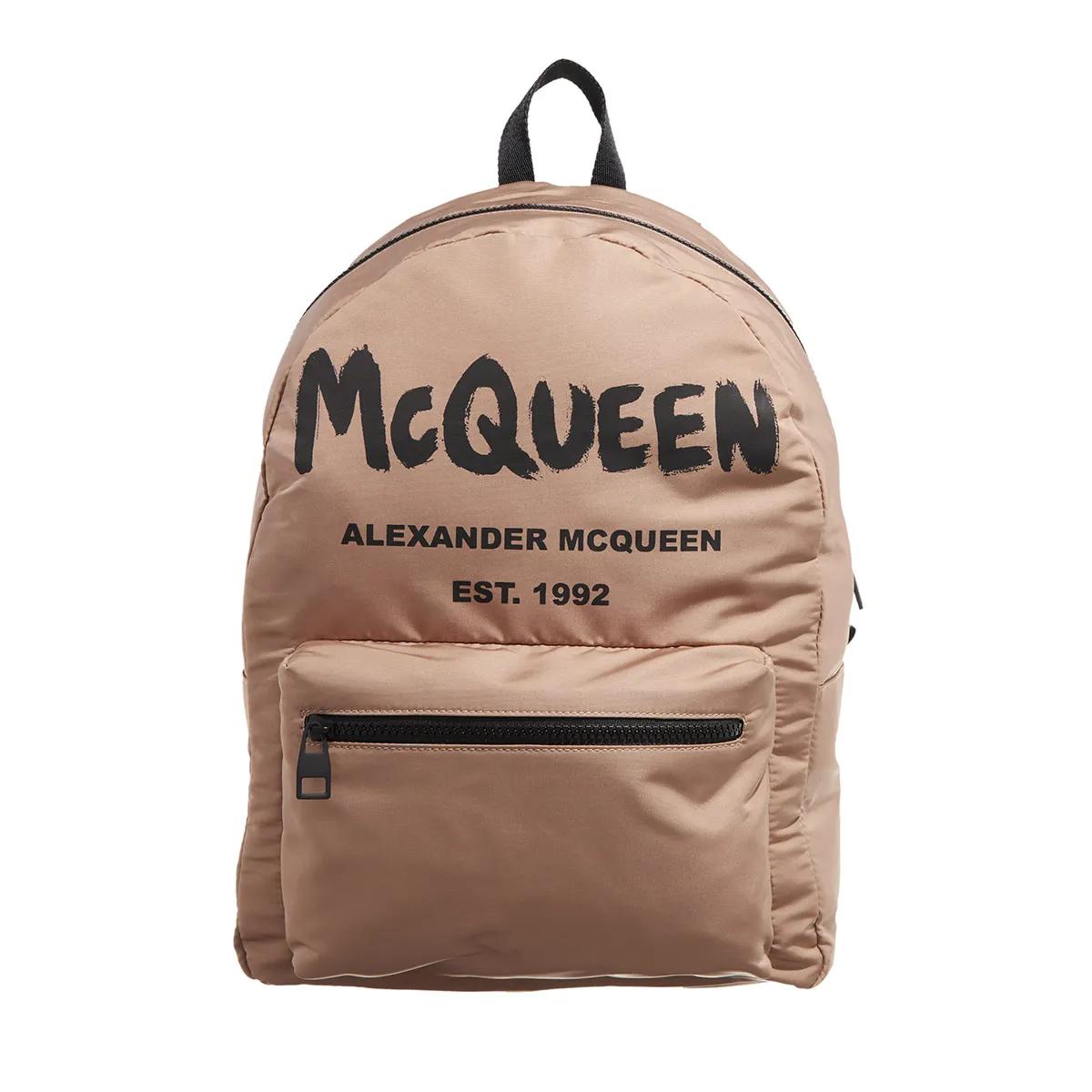 Alexander McQueen Schultertasche - Logo Print Backpack - Gr. unisize - in Beige - für Damen von alexander mcqueen