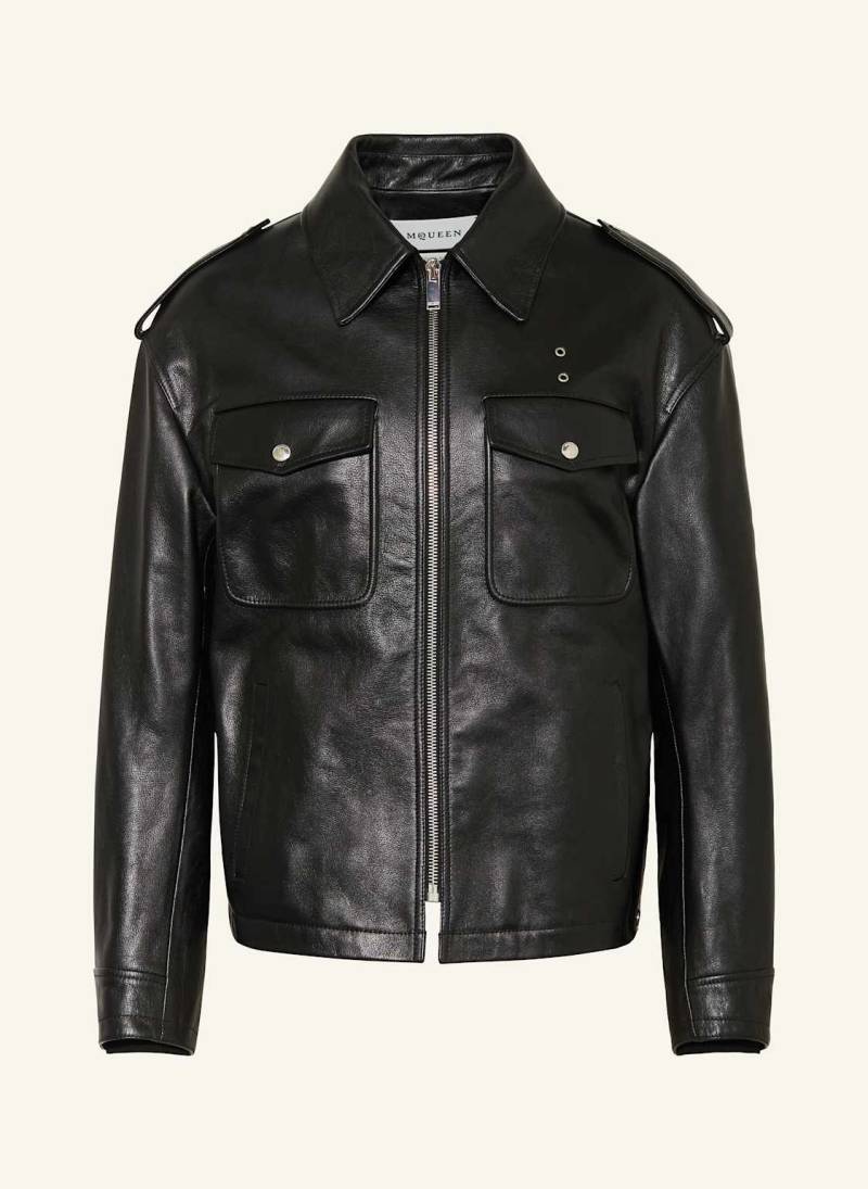 Alexander Mcqueen Lederjacke schwarz von alexander mcqueen