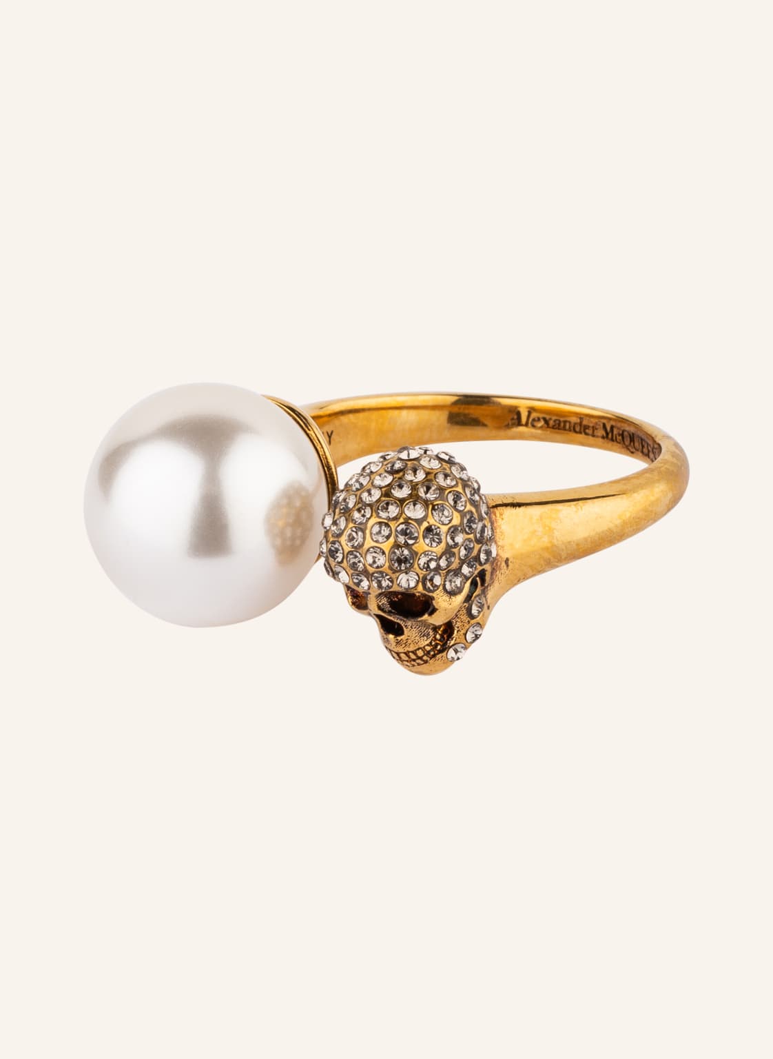 Alexander Mcqueen Ring Skull Mit Swarovski Kristallen gold von alexander mcqueen