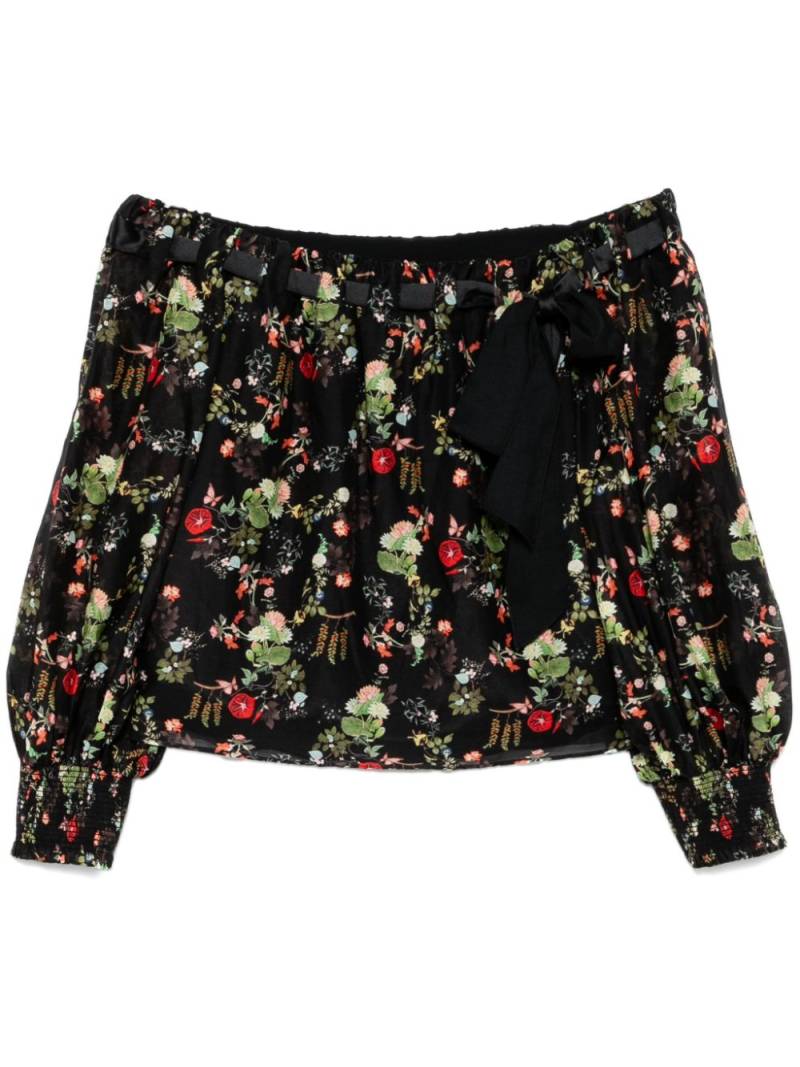 alice + olivia Alta floral off-shoulder top - Black von alice + olivia