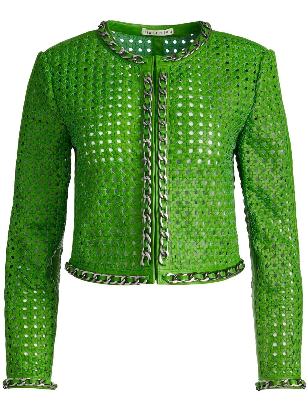 alice + olivia Brixton leather cropped jacket - Green von alice + olivia