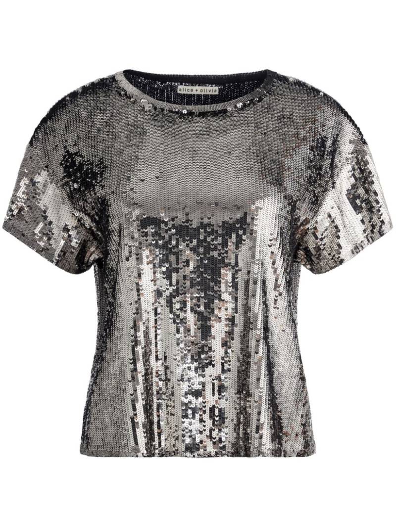 alice + olivia Evan sequin-embellished t-shirt - Silver von alice + olivia