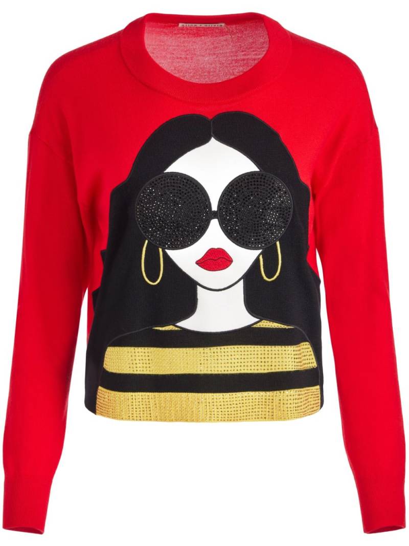 alice + olivia Gleeson Appliqué Staceface jumper - Red von alice + olivia