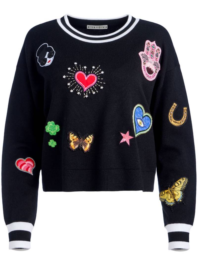 alice + olivia Gleeson patch-detail sweatshirt - Black von alice + olivia