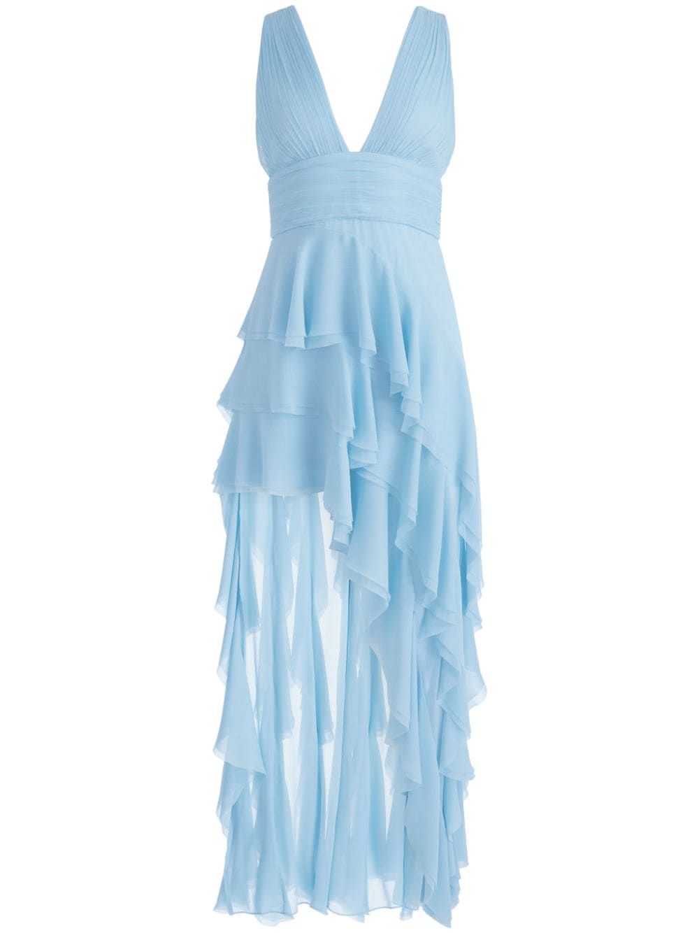 alice + olivia Holly ruffled asymmetric maxi dress - Blue von alice + olivia