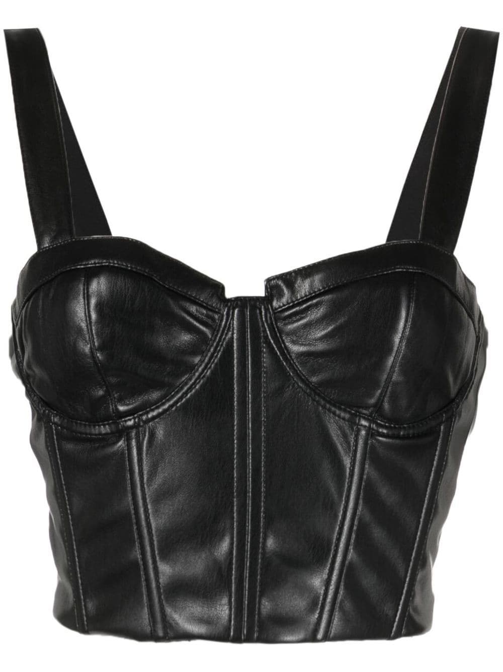 alice + olivia Jeanna bustier faux-leather cropped top - Black von alice + olivia
