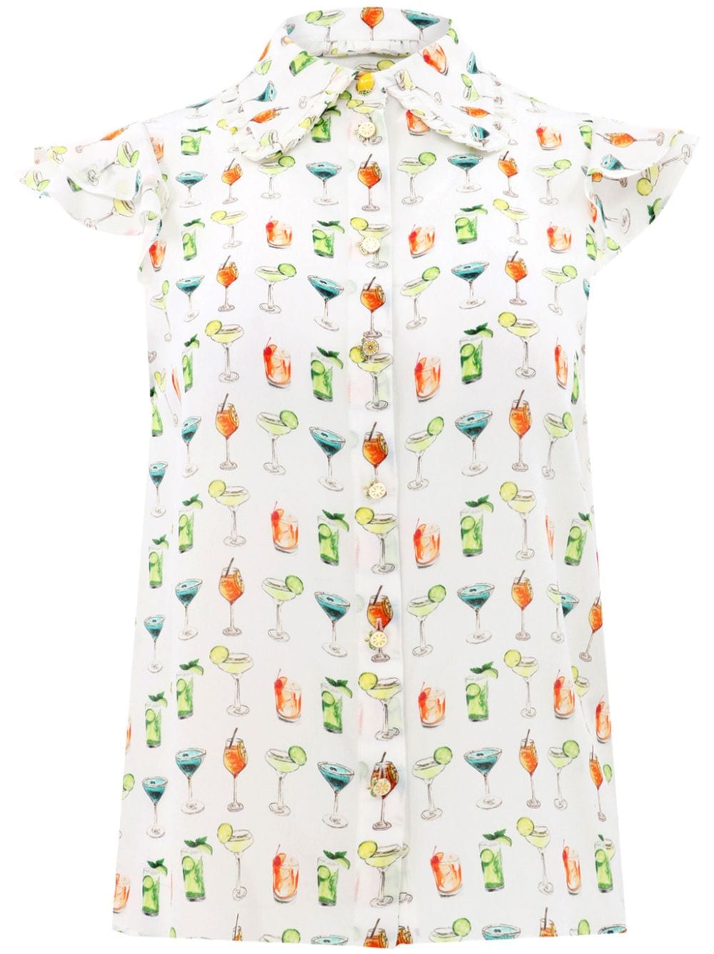 alice + olivia Martel Flutter silk blouse - White von alice + olivia