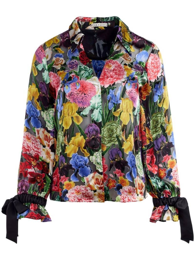 alice + olivia Randa floral embroidery shirt - Black von alice + olivia