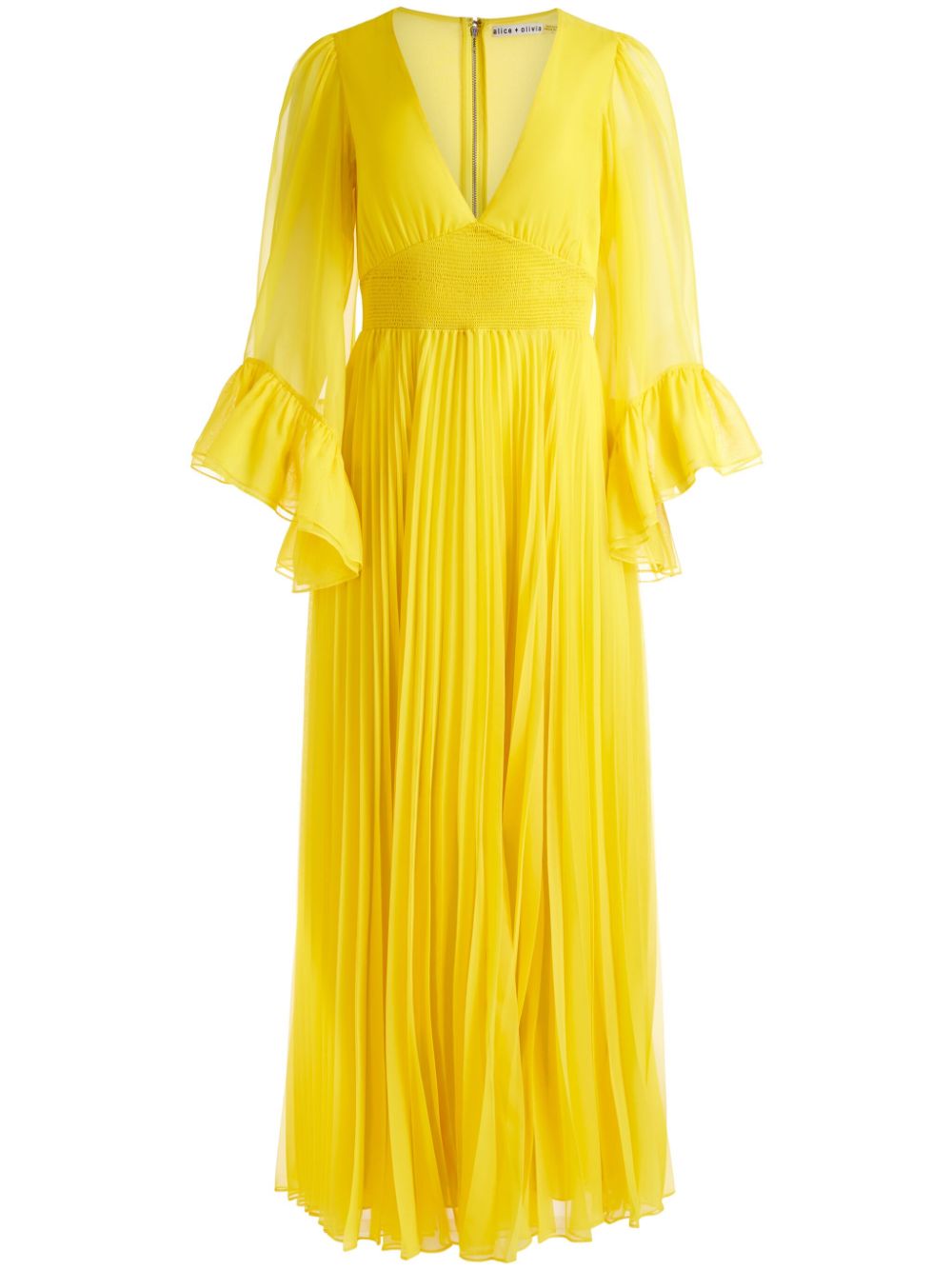 alice + olivia Selene V-neck pleated maxi dres - Yellow von alice + olivia