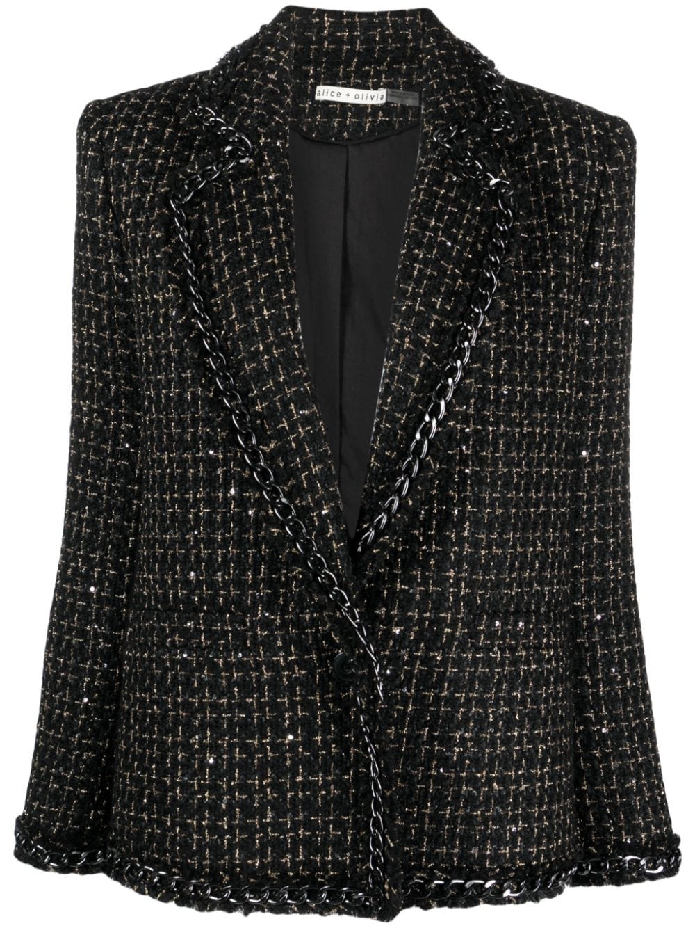 alice + olivia Shan chain-trim tweed blazer - Black von alice + olivia